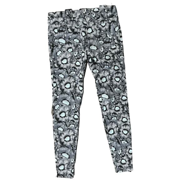 Kenzo Gray Black Blue Iridescent Floral Zip Ankle Stretch Skinny Jeans Sz 38 / 8 - Picture 5 of 12